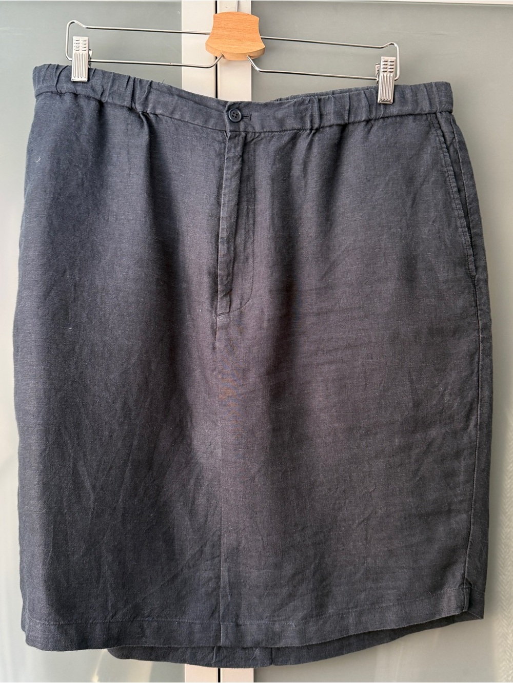 Muji Navy Linen Pencil Skirt